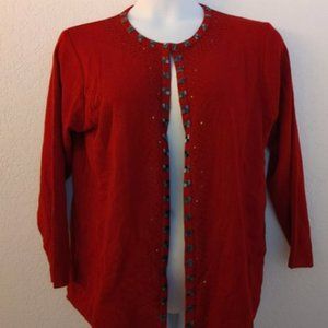 Shuaideya Women's red cardigan sweater (L)